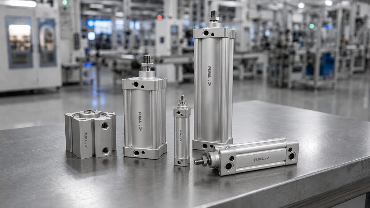 Cilindros pneumáticos standard na automação da indústria de plásticos