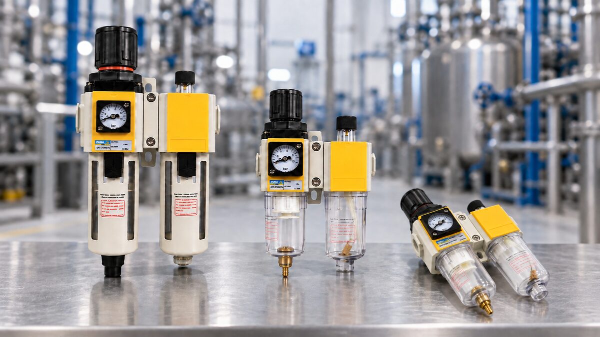 Filtro regulador lubrificador na automação da indústria química